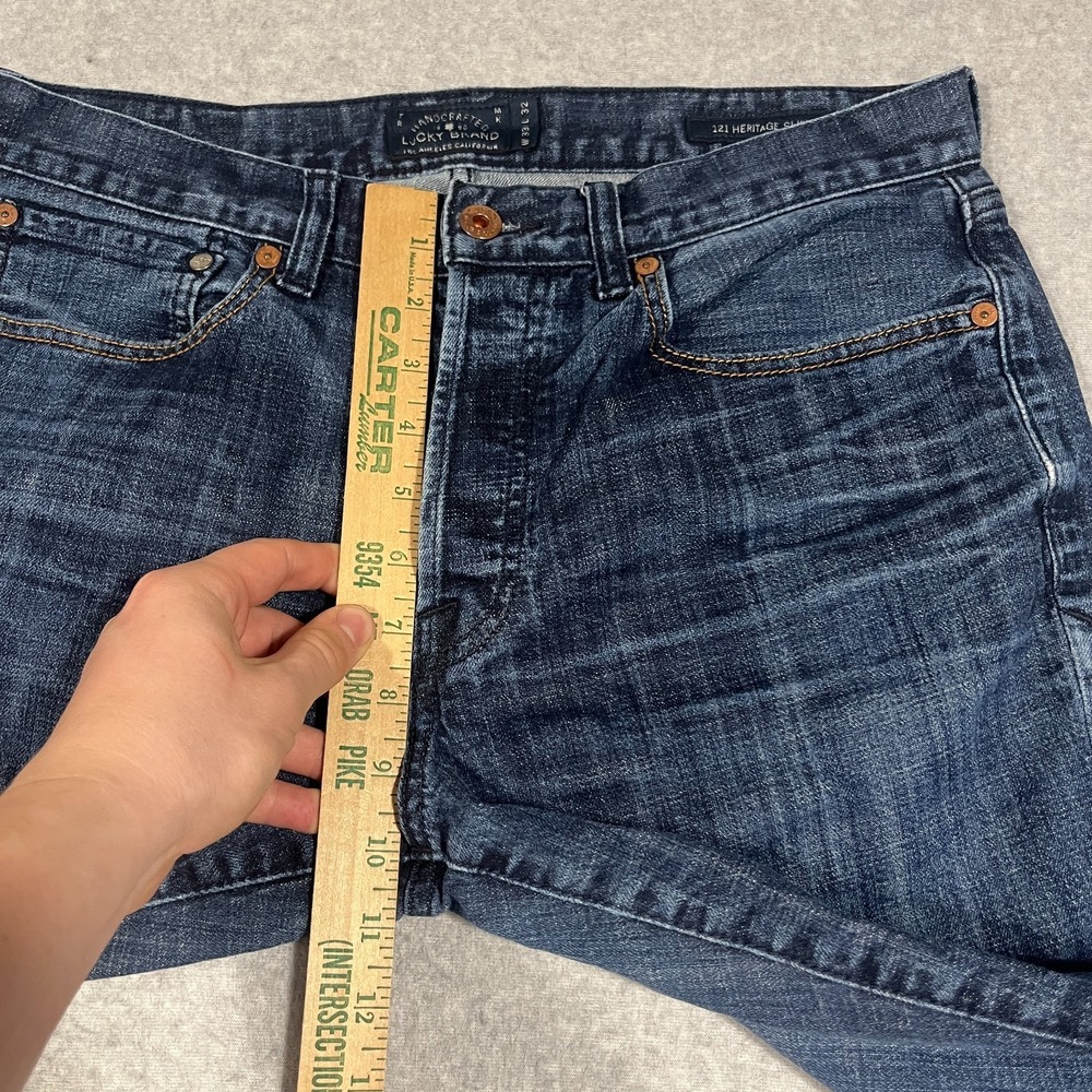Lucky Brand Jeans Mens 32x30 (Tag 33x32) Blue Heritage Slim 121 Cotton Denim - Picture 5 of 11